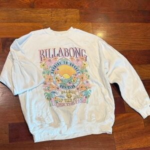 Billabong White Oversized Sweatshirt with Vibrant Graphic